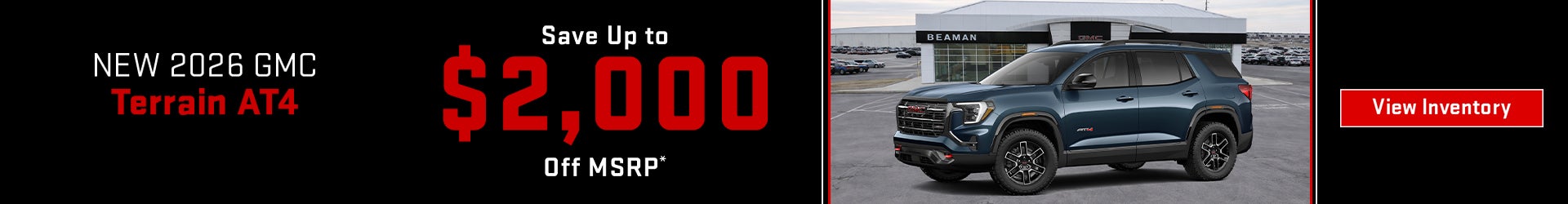 Save up to $2,000 on 2026 GMC Terrain AT4 